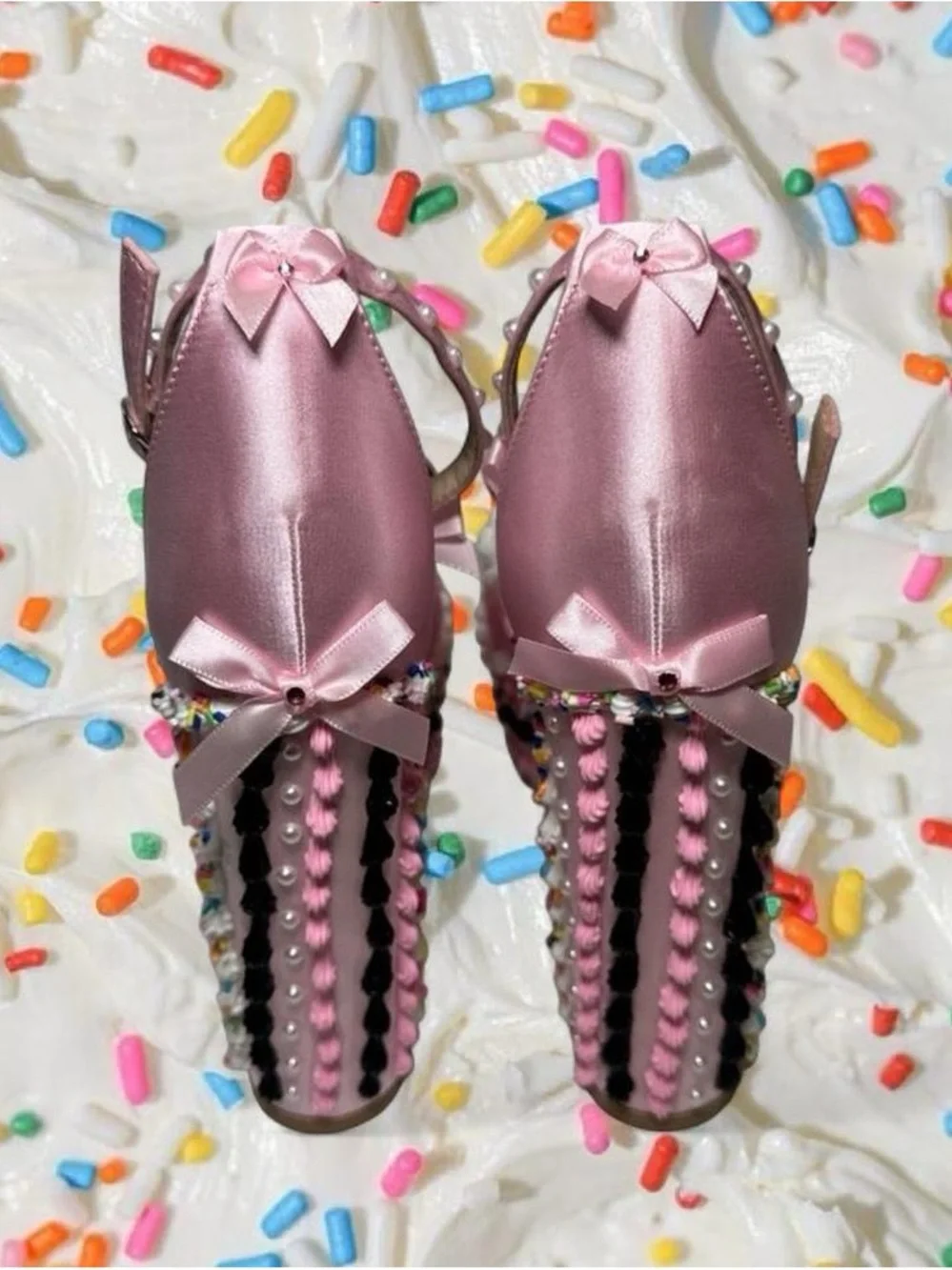 Pink Fake Cake Cherry Platform Heels